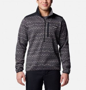 Men Columbia Sweater Weather™ III Half Zip Printed Fleece Dark Grey | US-XVEBKD-580