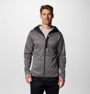 Men Columbia Tech™ Fleece Hooded Jackets Grey / Black | US-XHNMCR-930