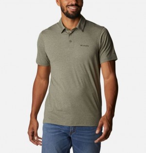 Men Columbia Tech Trail™ Polo Shirts Grey / Green | US-ZCRIBU-427