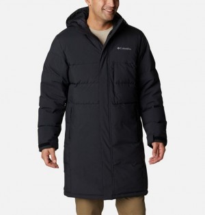 Men Columbia Toyama Pass™ II Hooded Down Long Waterproof Parka Jackets Black | US-JDAZPM-590