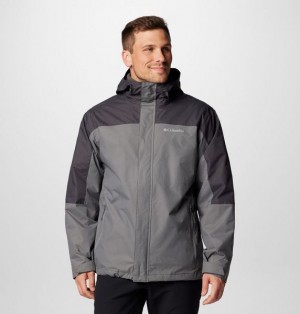 Men Columbia Tunnel Falls™ II Waterproof 3 In 1 Jackets Grey / Dark Grey | US-OUPZID-793