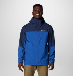 Men Columbia Wahkeena Falls™ II 3L Waterproof Hiking Shell Jackets Blue / Navy | US-ZOQVPM-207