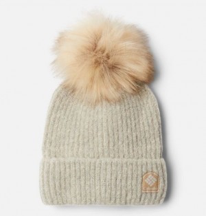 Men Columbia Winter Blur™ Pom Pom Beanie Beige / White | US-ZCGQER-541