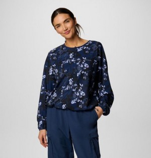 Women Columbia Boundless Avenue™ Printed Long Sleeve T-Shirt Navy | US-QPUSYT-279