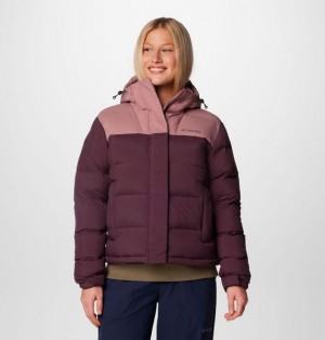 Women Columbia Bulo Point™ III Hooded Down Puffer Jacket Burgundy / Coral | US-LVYKGC-645