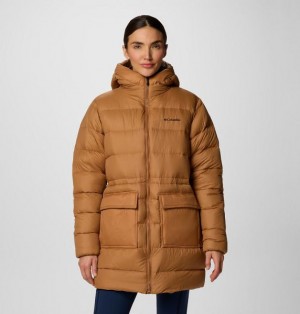 Women Columbia Harmony Falls™ Hooded Mid Down Jackets Brown | US-RPJIXF-418