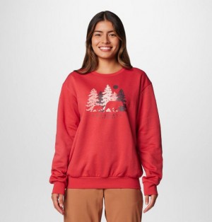 Women Columbia Hart Mountain™ III Graphic Sweatshirts Red | US-HWQCXR-705