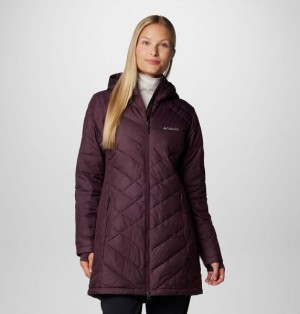 Women Columbia Heavenly™ Long Hooded Insulated Jackets Burgundy | US-LSUXJR-751