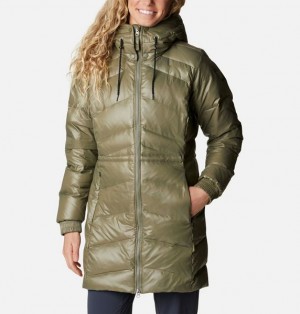 Women Columbia Icy Heights™ II Hooded Mid Down Jackets Grey / Green | US-RVADKS-581