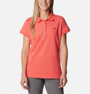 Women Columbia Lakeside Trail™ Solid Pique Polo Shirts Coral | US-QFVZYI-534