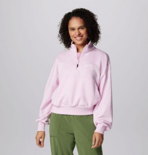 Women Columbia Marble Canyon™ French Terry Half Zip Sweatshirts Pink | US-PGLKYM-692