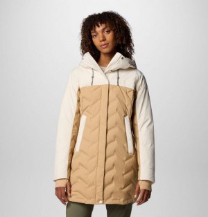 Women Columbia Mountain Croo™ III Waterproof Hooded Mid Down Jackets Yellow / White | US-TCESQL-763