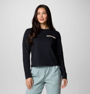 Women Columbia PFG Open Water™ Long Sleeve T-Shirt Black | US-NQFYWZ-054