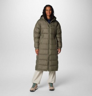 Women Columbia Pike Lake™ II Long Puffer Jacket Grey / Green | US-ZMCWEP-847