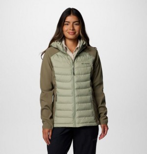 Women Columbia Powder Lite™ II Insulated Hybrid Hooded Jackets Grey / Green | US-OTGXFA-914