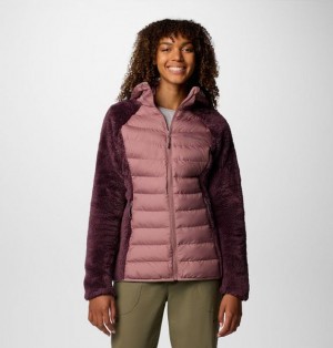 Women Columbia Powder Lite™ II Sherpa Hybrid Fleece Jackets Burgundy / Coral | US-VIQJTM-904