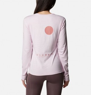 Women Columbia Sloan Ridge™ Graphic Long Sleeve Technical T-Shirt Pink | US-JYFXTK-971