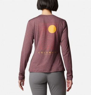 Women Columbia Sloan Ridge™ Graphic Long Sleeve Technical T-Shirt Burgundy | US-AGQZDK-980