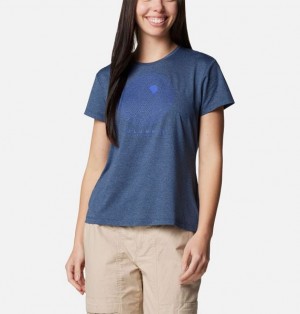 Women Columbia Sloan Ridge™ Technical Graphic T-Shirt Navy | US-ZRKOEC-153