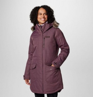 Women Columbia Suttle Mountain™ Long Synthetic Down Parka Jackets Burgundy | US-XOPLTM-671