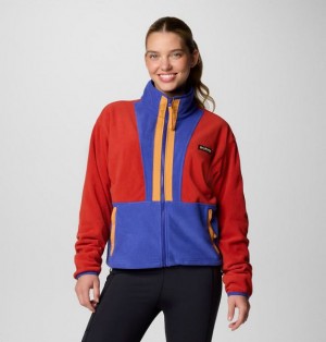 Women Columbia WoBack Bowl™ Casual Fleece Jackets Red / Blue | US-QREHIV-389