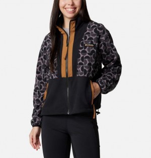 Women Columbia WoBack Bowl™ Printed Fleece Jackets Black / Black | US-GPBTEC-602