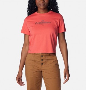 Women Columbia WoNorth Cascades™ Graphic Cropped T-Shirt Orange | US-AEYWOC-916