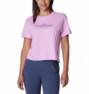 Women Columbia WoNorth Cascades™ Graphic Cropped T-Shirt Pink | US-ECHNLW-157