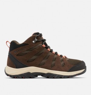 Women Columbia WoRedmond™ III Mid Waterproof Walking Boots Dark Brown / Dark Coral | US-NQMGEY-748