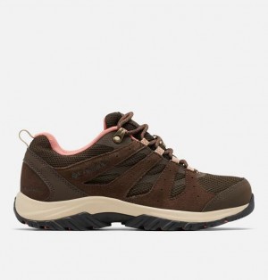 Women Columbia WoRedmond™ III Waterproof Walking Shoes Dark Brown / Dark Coral | US-HWSXTD-237