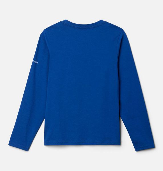 Kids' Columbia Dobson Pass™ Long Sleeve Graphic T-Shirt Blue | US-IXOQYJ-687