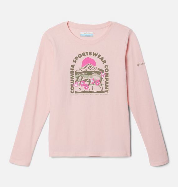 Kids\' Columbia Hazeldel Hill™ Long Sleeve Graphic T-Shirt Pink | US-TMBRCN-154