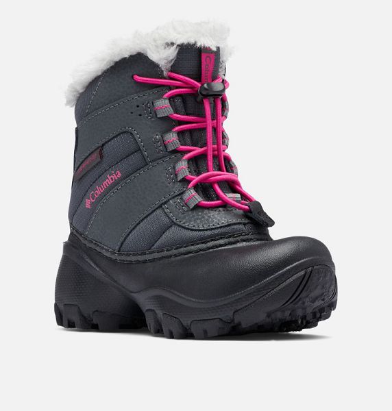 Kids' Columbia Little Rope Tow™ III Waterproof Boots Dark Grey / Pink | US-FUKNZM-915