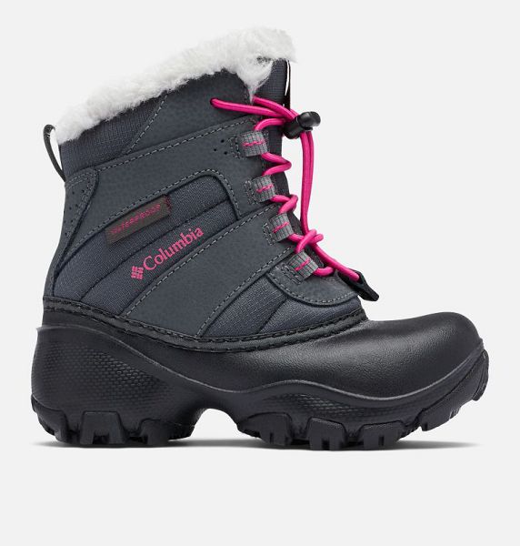 Kids\' Columbia Little Rope Tow™ III Waterproof Boots Dark Grey / Pink | US-FUKNZM-915