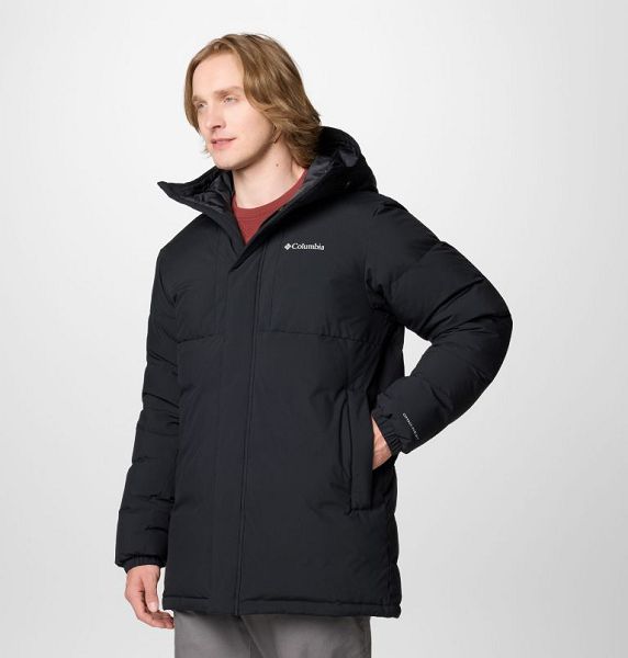 Men Columbia Aldercrest™ II Hooded Down Parka Jackets Black | US-CTGWZY-623