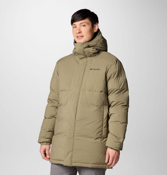 Men Columbia Aldercrest™ II Hooded Down Parka Jackets Grey / Green | US-KSEFON-795