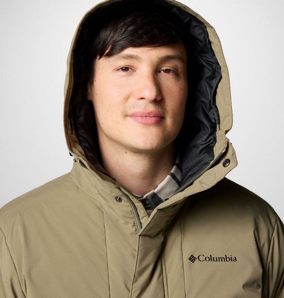 Men Columbia Aldercrest™ II Hooded Down Parka Jackets Grey / Green | US-KSEFON-795