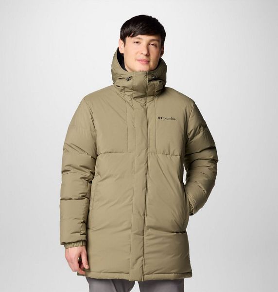 Men Columbia Aldercrest™ II Hooded Down Parka Jackets Grey / Green | US-KSEFON-795