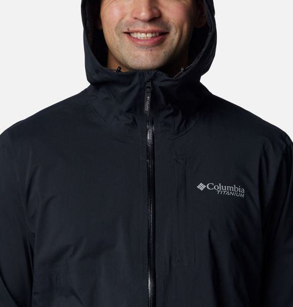 Men Columbia Ampli-Dry™ III Waterproof Hiking Shell Jackets Black | US-ZDJPOV-614