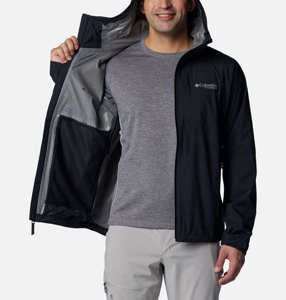 Men Columbia Ampli-Dry™ III Waterproof Hiking Shell Jackets Black | US-ZDJPOV-614