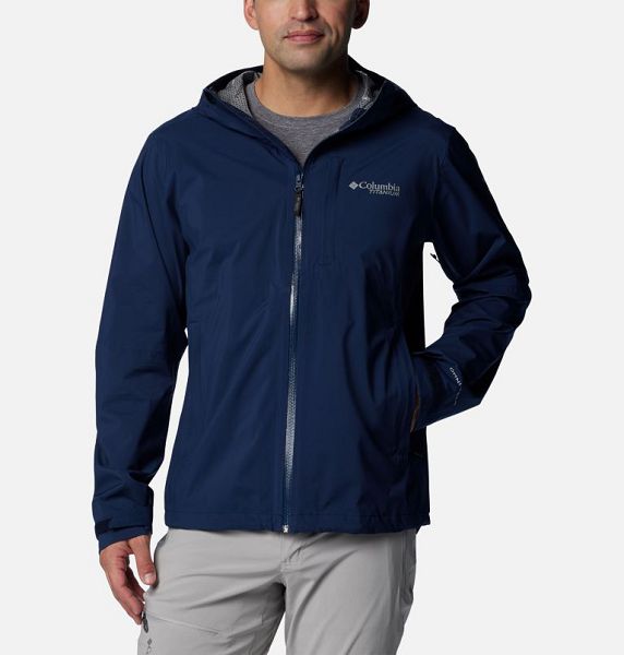 Men Columbia Ampli-Dry™ III Waterproof Hiking Shell Jackets Navy | US-YOXNAM-927