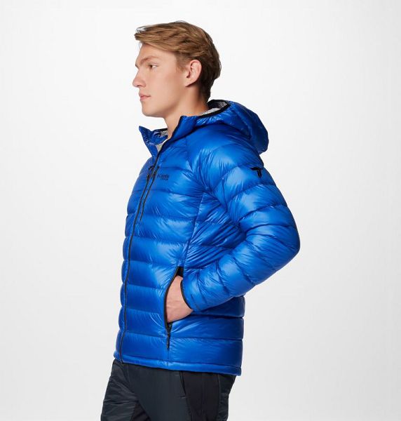 Men Columbia Arctic Crest™ Hooded Down Jackets Blue | US-JQIEXG-398