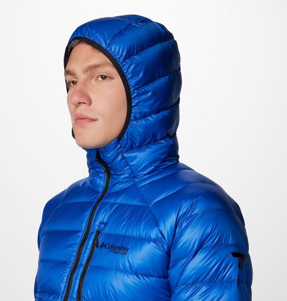 Men Columbia Arctic Crest™ Hooded Down Jackets Blue | US-JQIEXG-398