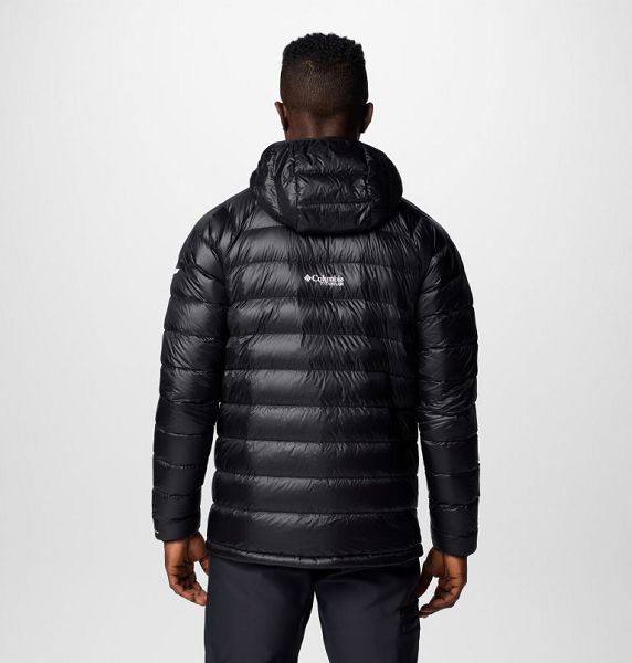 Men Columbia Arctic Crest™ Hooded Down Jackets Black | US-AGLRSC-473