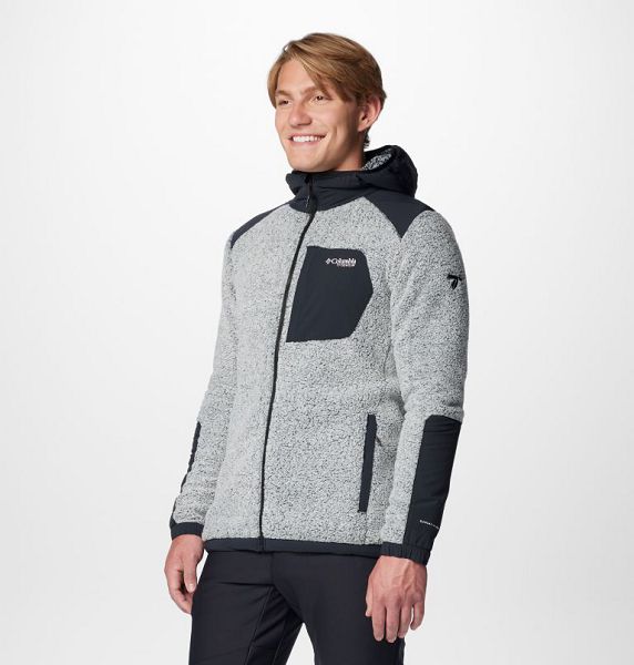 Men Columbia Arctic Crest™ Technical Hooded Fleece Jackets White / Black | US-CWATHR-560