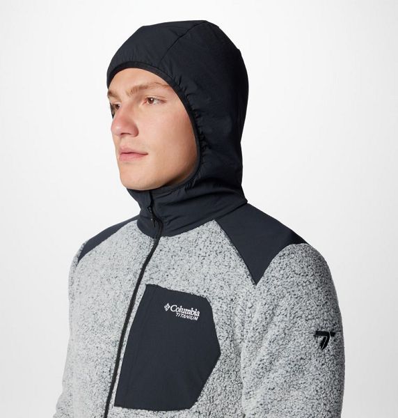 Men Columbia Arctic Crest™ Technical Hooded Fleece Jackets White / Black | US-CWATHR-560