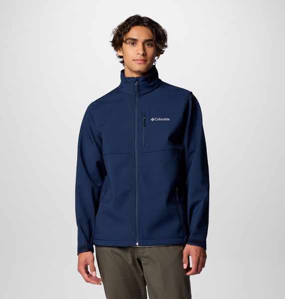 Men Columbia Ascender™ Hiking Softshell Jackets Navy | US-KZDCHA-705