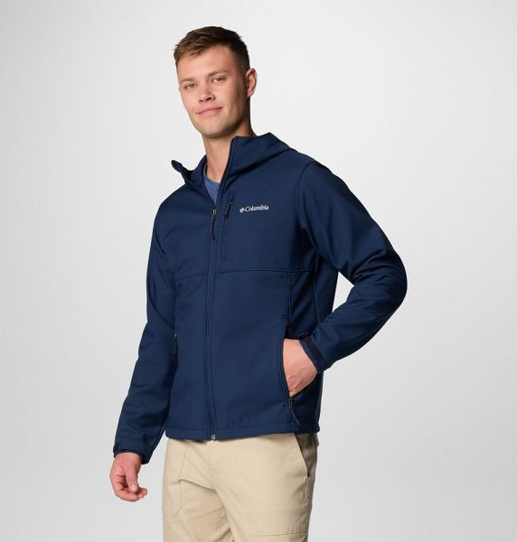 Men Columbia Ascender™ II Hooded Softshell Hiking Jackets Navy | US-USJERL-239