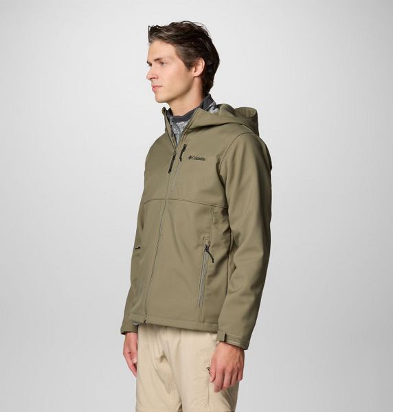 Men Columbia Ascender™ II Hooded Softshell Hiking Jackets Grey / Green | US-DWUIOJ-637