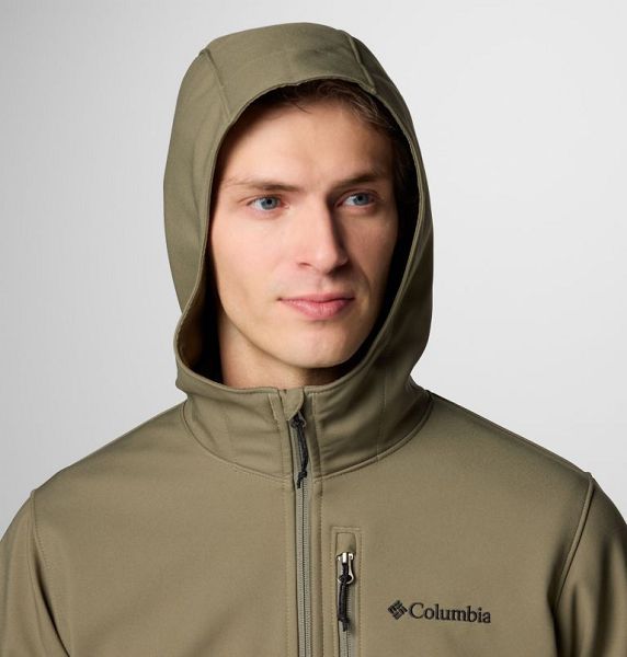 Men Columbia Ascender™ II Hooded Softshell Hiking Jackets Grey / Green | US-DWUIOJ-637